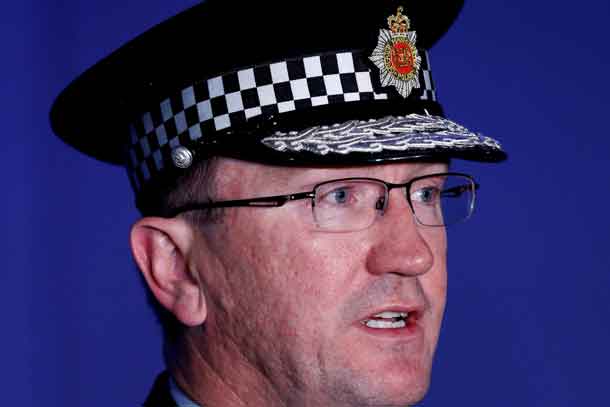Ian Hopkins, Chief Constable of Greater Manchester Police, addresses the media near the Manchester Arena, where U.S. singer Ariana Grande had been performing in Manchester, northern England, Britain May 23, 2017. REUTERS/Jon Super