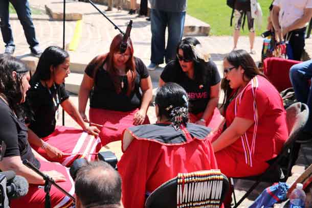 Drummers at Signing Ceremony for Indigenous Accord in Winnipeg
