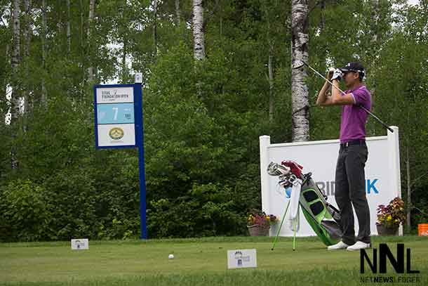 Chris Killmer of Seattle sizes up the 7th hole at Whitewater during the Bumper to Bumper Pro Am on Tuesday