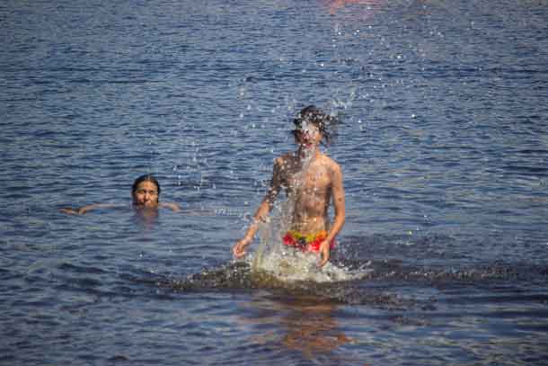 Lakota and Noah kicking it cool at Boulevard Lake