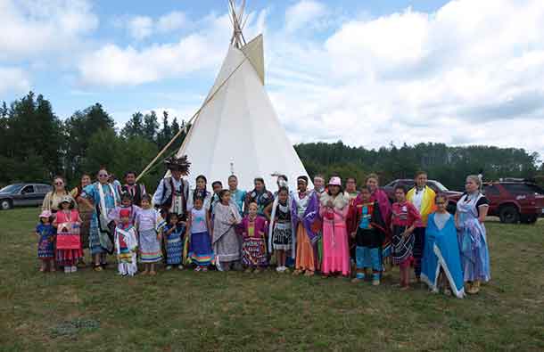 photo by Xavier Kataquapit  THE SEVENTH ANNUAL MATTAGAMI FN POW WOW was held on August 19 and 20. Pictured are the traditional dancers who took part in the gathering.  