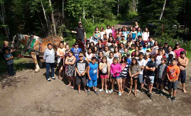 The Wabun Youth Gathering was run from July 17 to July 28. Here we see the Junior youth at Horwood Lake Lodge near Timmins. 
