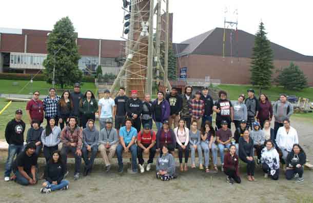 Education was the focus for the Wabun Youth Gathering Seniors, held recently at Laurentian University in Sudbury. Pictured are the senior group on location at the Challenge Park. 
