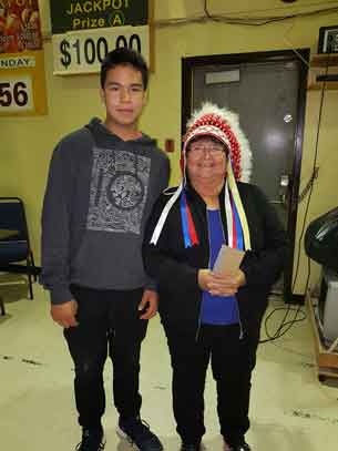 Chief Celia Echum with GFN youth Anawtyn Rasevych