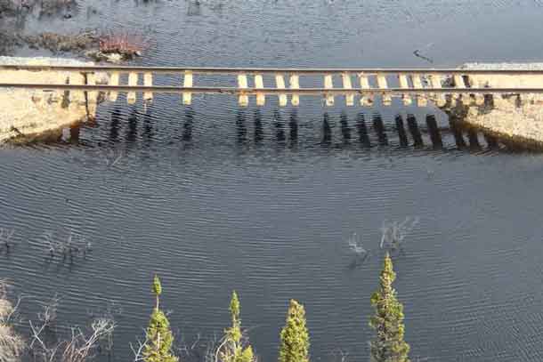 Image of damage caused by flooding to the OMNITRAX rail line - Supplied by OM ITRAX