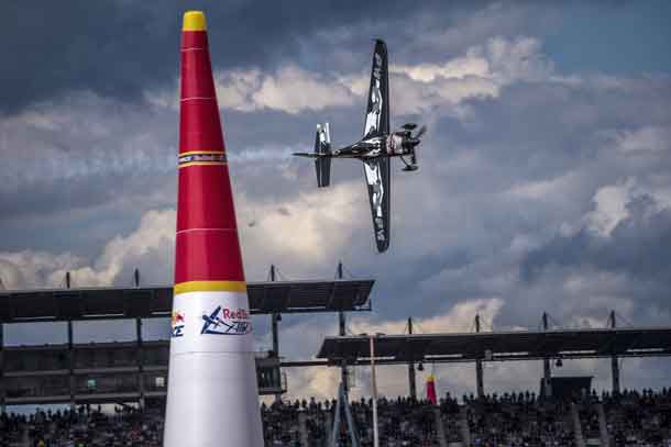 Pete McLeod of Canada performs during race day at the seventh round of the Red Bull Air Race World Championship at Lausitzring, Germany on September 17, 2017. // Joerg Mitter