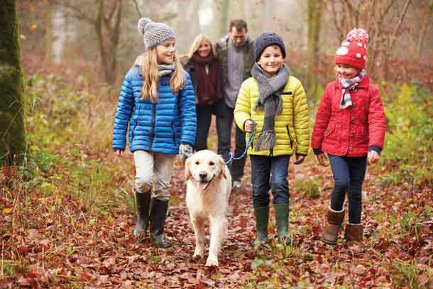 Family Walking Dog