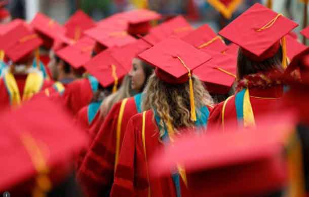 Graduates to be walk before the commencement ceremony at the University of Southern California (USC) in Los Angeles, California, U.S., May 12, 2017. REUTERS/Patrick T. Fallon