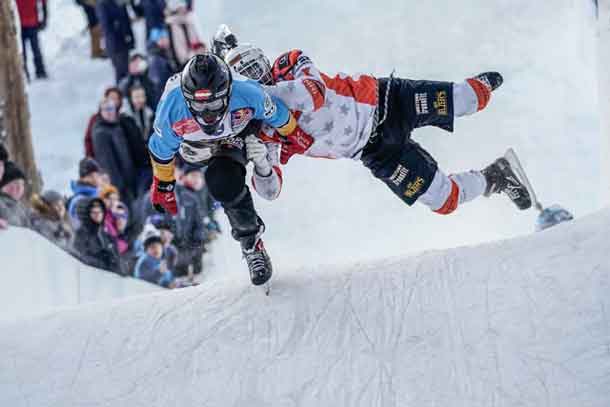 Exciting action at Red Bull Crashed Ice competition in Finland