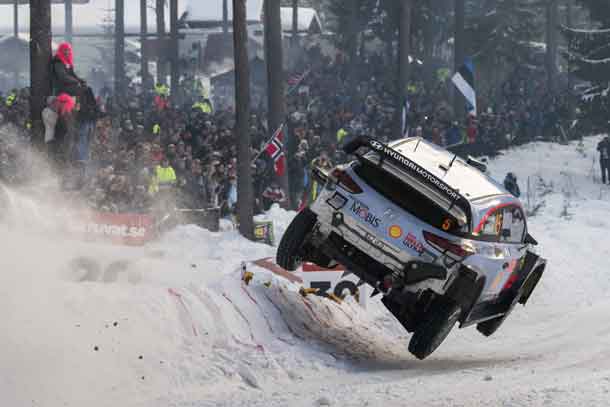 Thierry Neuville (BEL) performs during FIA World Rally Championship 2018 in Torsby, Sweden on 17.02.2018 // Jaanus Ree/Red Bull Content Pool 