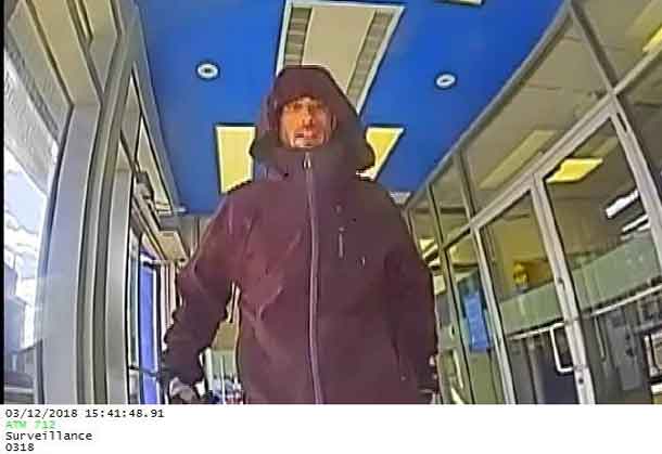 Attempted Bank Robbery Suspect - If you have any information or witnessed this crime you’re asked to call the Dryden Police Service immediately at 807-223-3281.