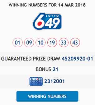 March 14 2019 Lotto 649 numbers