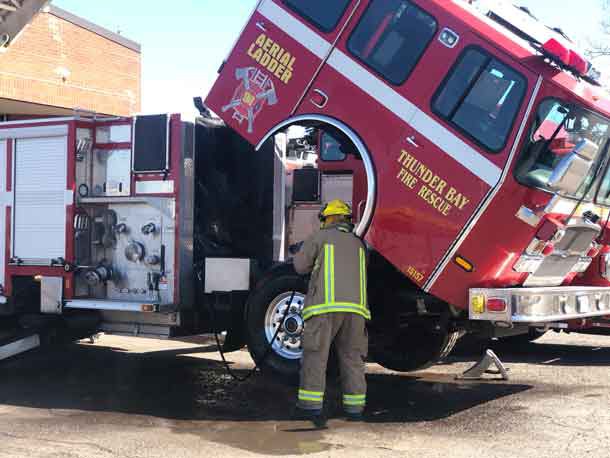 Thunder Bay Fire Rescue Aerial Ladder at Junot Fire Station