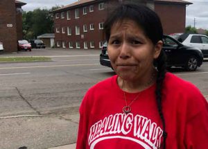 Tabitha Johnson Bouchard is the water carrier for the walk and is from Seine River First Nation in Treaty Three