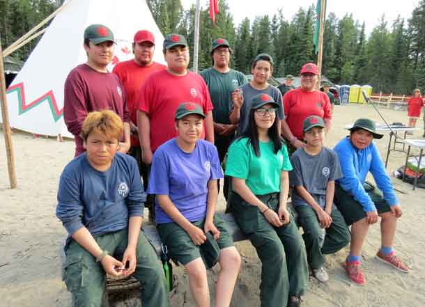 Some members of the Fort Albany Junior Canadian Ranger patrol at a recent training camp. credit Sergeant Peter Moon, Canadian Rangers