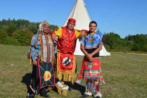 photo by Xavier Kataquapit Local Dancers, Singers and Drummers who took part in the Mattagami FN Pow Wow August 18 & 19 were from L-R: Shawn James Beauvais, Mark Carpenter and Nathan Naveau.