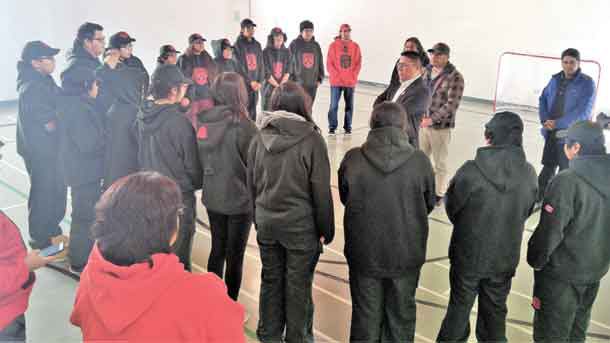 Nishnawbe Aski Nation Grand Chief Alvin Fiddler addresses grieving Junior Canadian Rangers credit: Warrant Officer Kevin Meikle