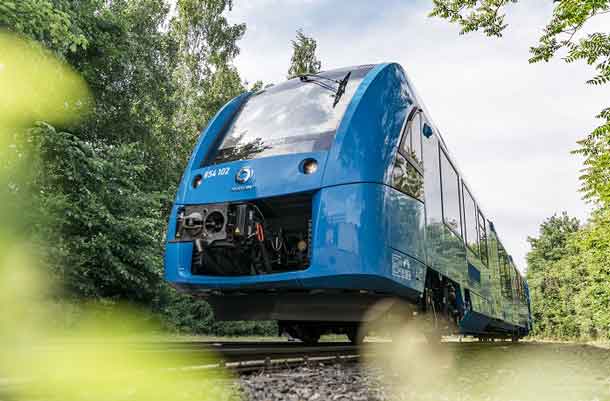 Blue Coradia iLint Hydrogen Multiple Unit light rail train