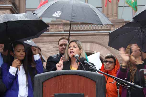 Andrea Horwath, leader of the New Democrats addressing Health Care Rally at Queen's Park