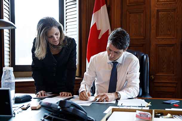 Prime Minister with Minister Freeland