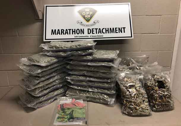Marathon OPP show of the drugs and cash seized in a traffic stop