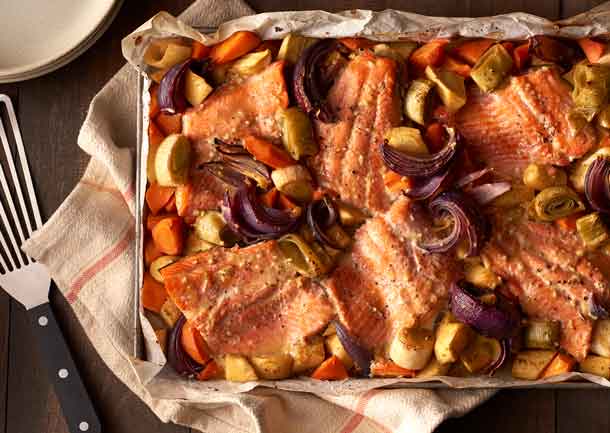 Maple Glazed Trout with Root Vegetables
