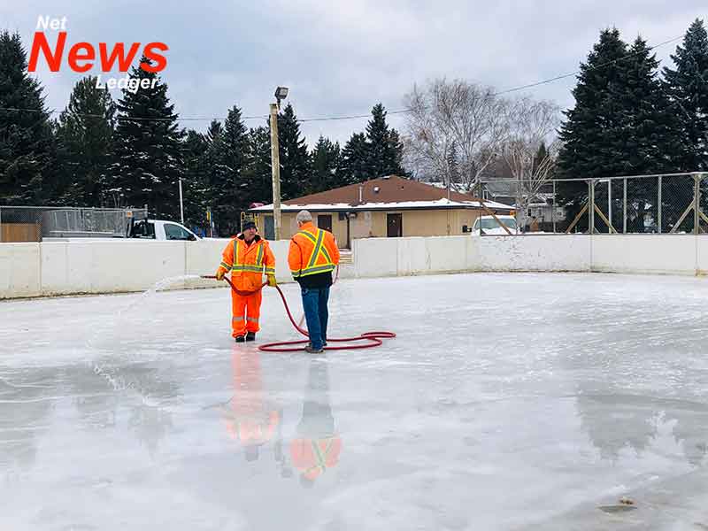 Readying the ice rinks, Outdoors