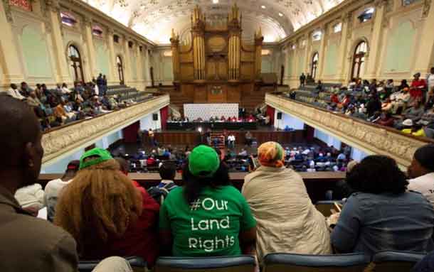 eople listen from the gallery as the Constitutional Review Committee hold public hearings regarding expropriation of land without compensation in Pietermaritzburg, South Africa July 20, 2018. REUTERS/Rogan Ward