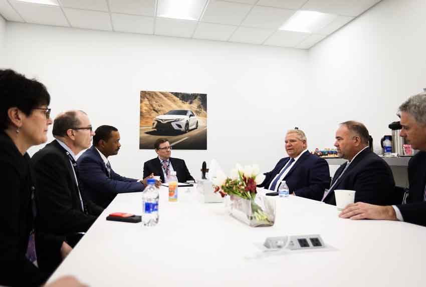 Ontario Premier Doug Ford at International Auto Show hosting meetings. "We will continue to stand shoulder-to-shoulder with the auto companies in Ontario," said Ford. "When job creators succeed, workers succeed, and communities succeed."