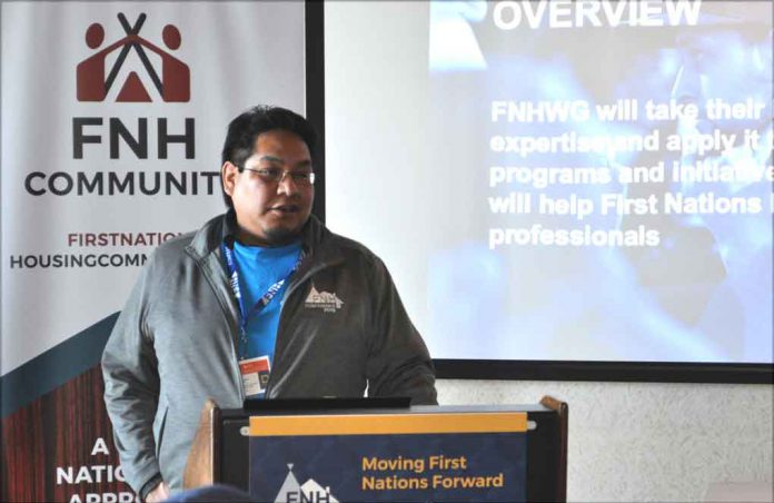 “Clarence Meekis, member of the First Nations Housing Working Group, announces the launch of the First Nations Housing Community/Association.”