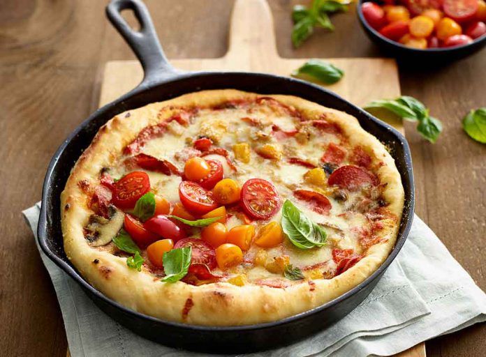 Deep Dish Pizza with Fresh Tomatoes