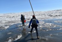 Rain During Winter Impacts Greenland Ice Sheet Increasing rainfall over the Greenland ice sheet is driving rapid melting of the surface. Here, researchers cross Greenland's Russell Glacier, July 2018. CREDIT: Kevin Krajick/Earth Institute