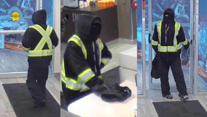 Thunder Bay Police released this image of the suspect in a robbery at the Copperfin Credit Union on South Brodie Street