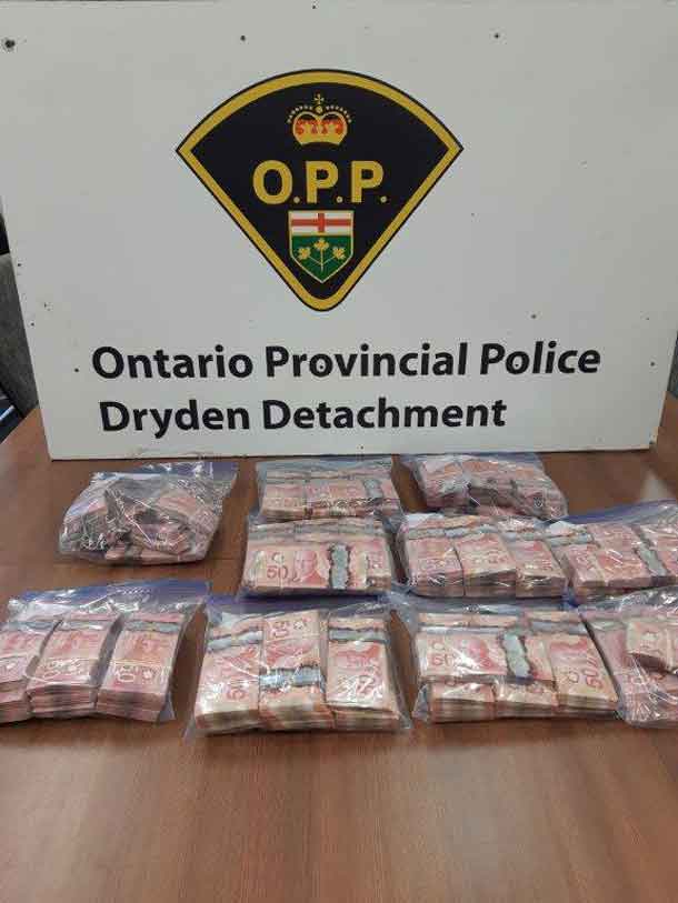 Dryden OPP show cash seized after traffic stop
