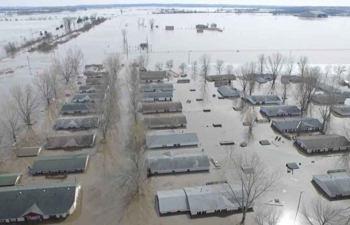 Flooded areas are seen in Bellevue, Nebraska, March 19, 2019. BELLEVUE (NEBRASKA) POLICE DEPARTMENT/via REUTERS