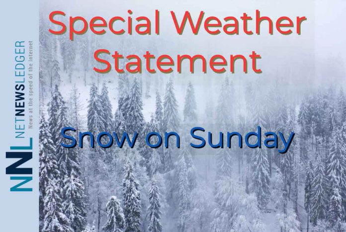 Snow is in the forecast for Sunday in parts of Northwestern Ontario according to Environment Canada