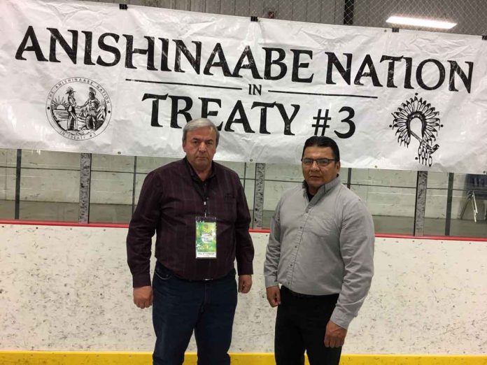 Couchiching First Nation Chief Brian Perrault and Nigigoonsiminikaaning Chief Will Windego
