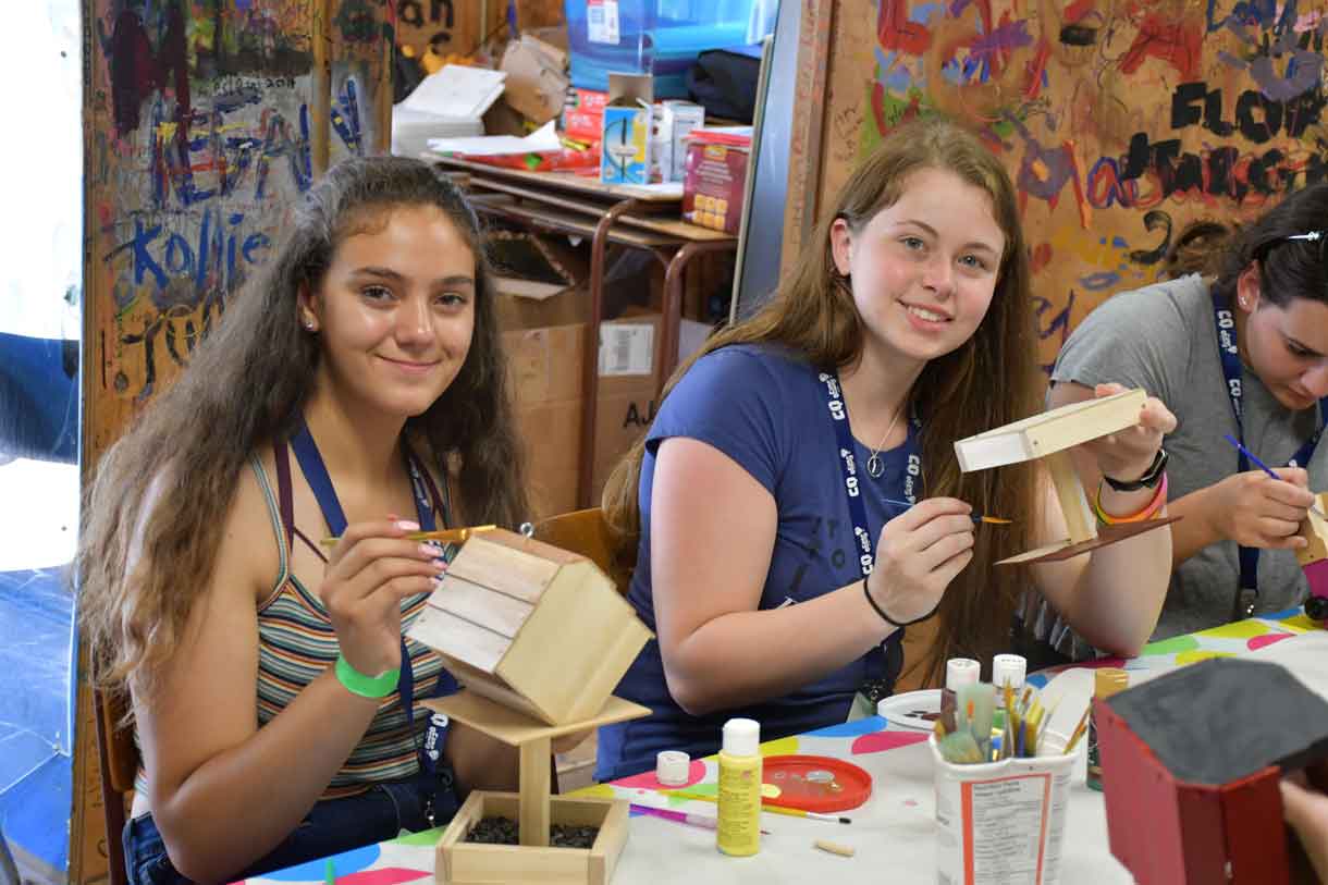 Campers Angelina and Katelyn crafting up a storm in the Craft Shack