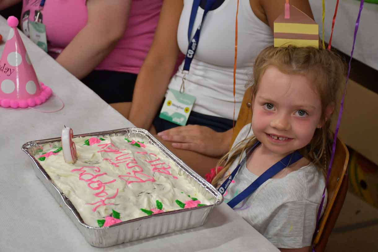 Camper Ally with her specially made birthday cake. Happy Birthday, Ally!
