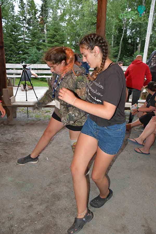 Campers Addisyn (left) and Angelina (right) showing off their best moves during tonight’s dance party!