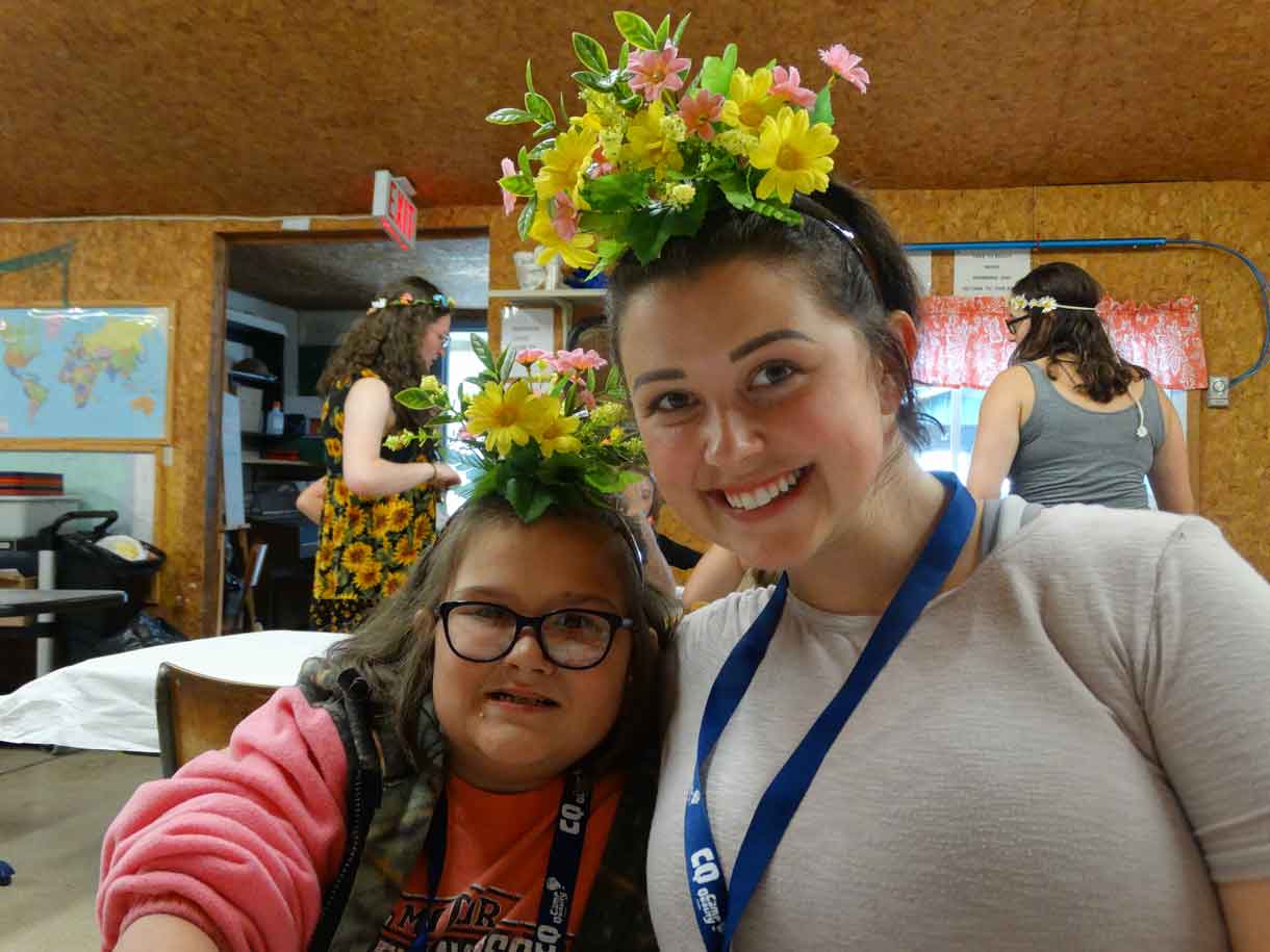 Camper Sammy with her Companion Victoria sporting their beautiful flower crowns!