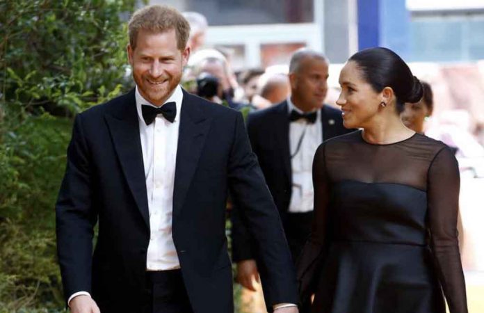 Britain's Prince Harry and Meghan, Duchess of Sussex attend the European premiere of 