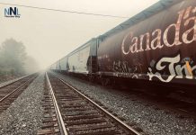 CN Police Services Mobilizing for Rail Safety Week 2024 Railways cars and fog in Thunder Bay