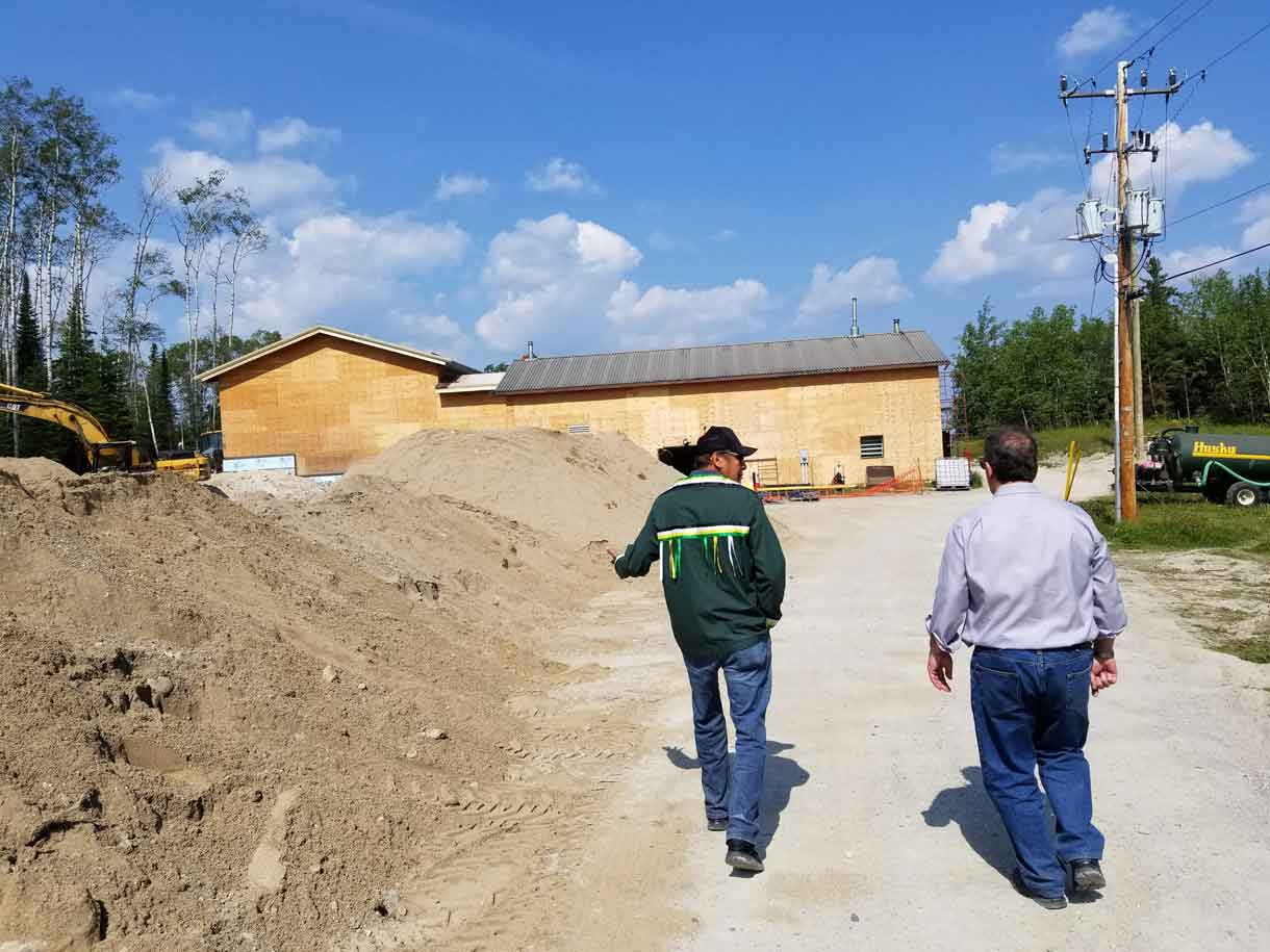 Bob Nault in Neskantaga visiting the new water treatment plant which is scheduled to open in October