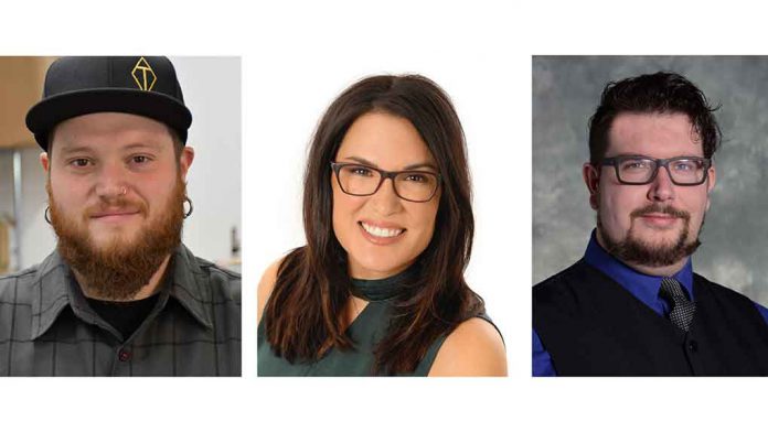 Confederation College alumni Al Bourbouhakis (left), Melissa Hardy-Giles and Thomas McDonald will receive the College’s 2019 President’s Award