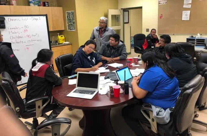 Neskantaga Council members and community workers in meeting over water emergency - Image courtesy of Chief Moonias