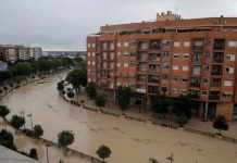 Third person dies, Two airports closed as torrential rains hit southern Spain A view shows the overflowing Segura river as torrential rains hit Orihuela, near Murcia, Spain, September 13, 2019. REUTERS/Jon Nazca