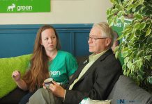 Green Party calls for universal access to affordable, child-care Amanda and Bruce at Green Party office in Thunder Bay