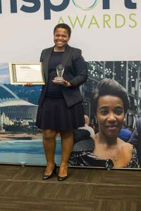Nogolide Ntshebe, Transformation and Reporting Specialist for Bombardier Transportation in South Africa, was honoured at the third annual Women in Transport Awards.