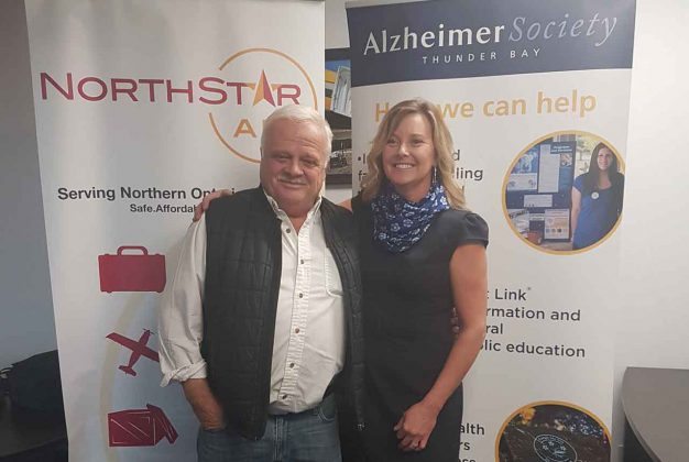 North Star Air's Frank Kelner with Alzheimer's Thunder Bay's Lucy Black